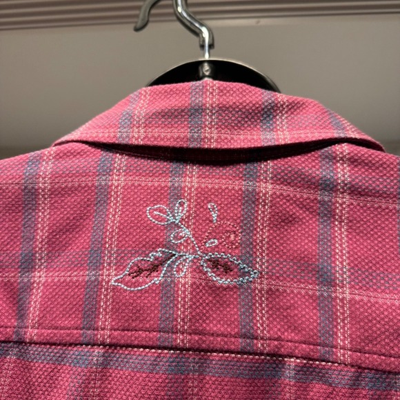 Christopher & Banks Plaid Zip Up Embroidered Top Womens Small S Stretch - Picture 4 of 7